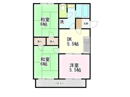 コートビレッジ(3DK/2階)の間取り写真