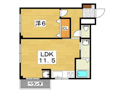 GRACE TACHIBANA(1LDK/3階)の間取り写真