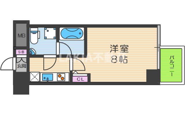 ザパーククロス阿波座(1K/2階)の間取り写真