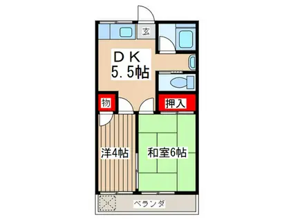 コーポ野島(2DK/2階)の間取り写真