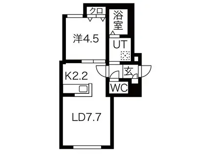 グランディーイースト札幌(1LDK/1階)の間取り写真