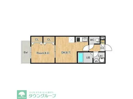 ジーメゾン八王子千人町(1DK/3階)の間取り写真