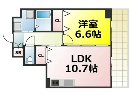 エルミタージュ難波III(1LDK/4階)の間取り写真