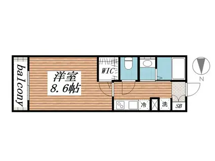 ディアナII(1K/2階)の間取り写真