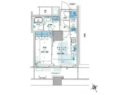 ザ・パークハウス西新宿タワー60(1DK/42階)の間取り写真