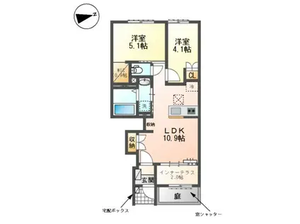 キナリエ(2LDK/1階)の間取り写真