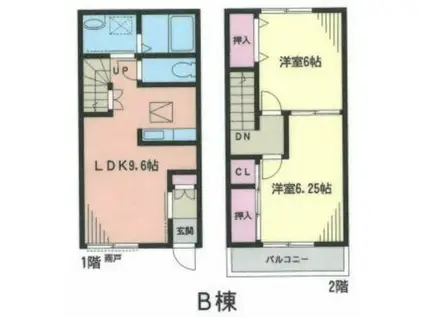 ELEGANTE FIORE B(2LDK/2階)の間取り写真