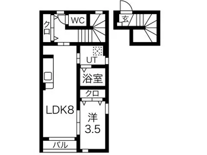 オーズコート(1LDK/2階)の間取り写真