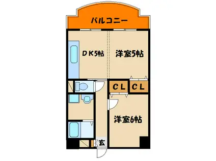 YKハイツ西明石北(2DK/3階)の間取り写真