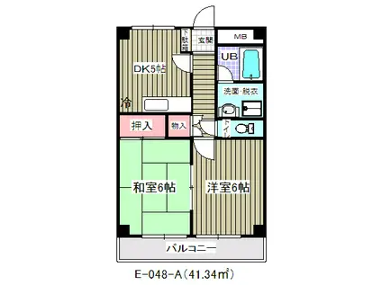 第2レクコーポ舞浜(2DK/4階)の間取り写真