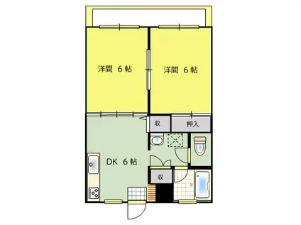 グリーンベル新徳田(2DK/1階)の間取り写真