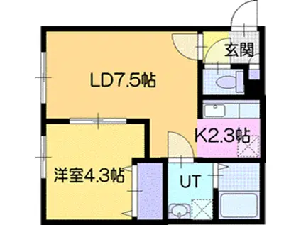 SHINE NOBLE 島松(1LDK/2階)の間取り写真