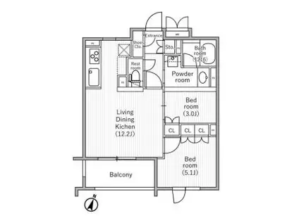 NIDO SAKURAGAOKA ニドサクラガオカ(2LDK/4階)の間取り写真