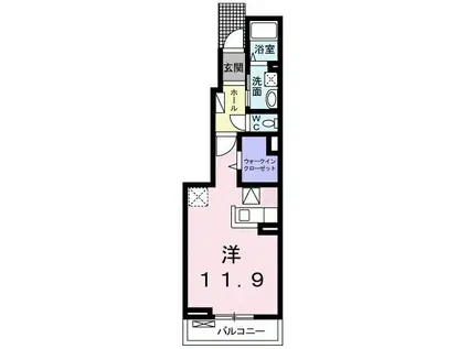 バディホームII(ワンルーム/1階)の間取り写真