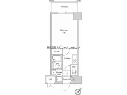 エンクレスト祇園(1K/5階)の間取り写真