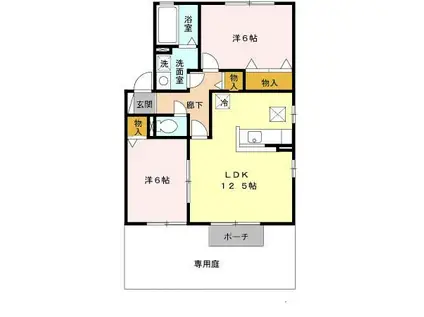 ボナール白水2棟(2LDK/2階)の間取り写真