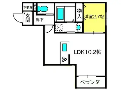 MAISON DE GLOIRE(1LDK/2階)の間取り写真