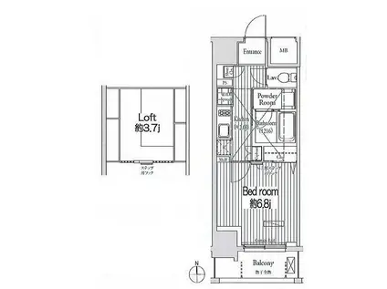 ミュゼ南麻布(1K/7階)の間取り写真