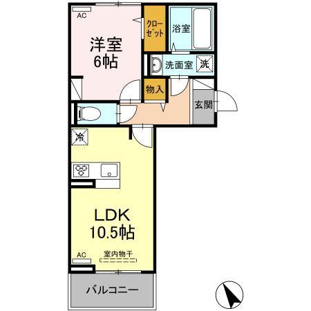 コンフィデンスS.S(1LDK/2階)の間取り写真