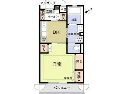 こもれび滝山(1DK/1階)の間取り写真