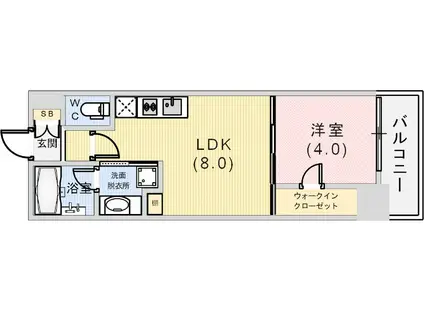 ブエナビスタ神戸駅前(1LDK/11階)の間取り写真