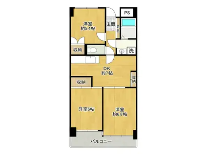 ベルメゾン中村(3DK/2階)の間取り写真