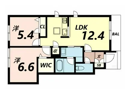 シャーメゾン スーリール(2LDK/1階)の間取り写真