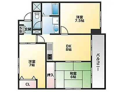 カサ・クレスト(3LDK/3階)の間取り写真