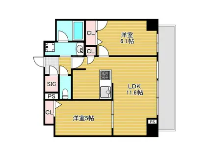 PARC DE VERT ESAKA(2LDK/8階)の間取り写真