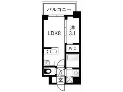 エスリードレジデンスザ・グラン大阪福島クラス(1LDK/9階)の間取り写真
