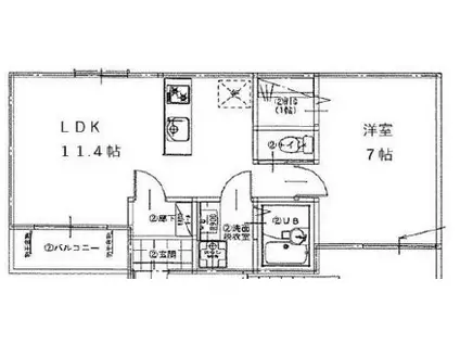 OHANA(1LDK/2階)の間取り写真