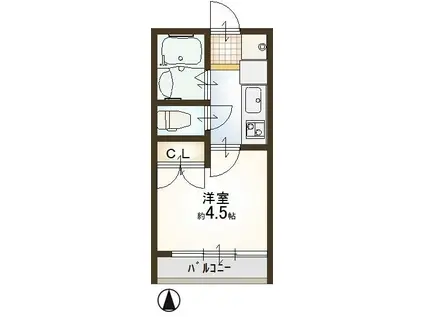 クローバー五番館(1K/4階)の間取り写真