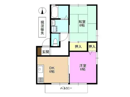 アベニューミキB棟(2DK/1階)の間取り写真