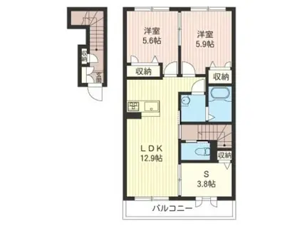 レジェンド・ヤマト栃木(2SLDK/2階)の間取り写真
