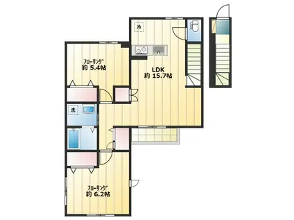 エスポワール(ワンルーム/2階)の間取り写真