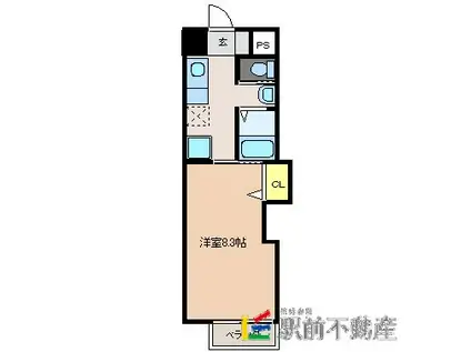 フロラシオンマンション(1K/6階)の間取り写真