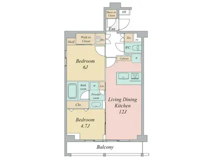 グランカーサ曳舟(2LDK/8階)の間取り写真