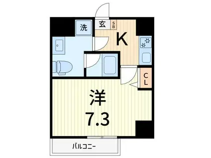 メインステージ亀有(1K/6階)の間取り写真