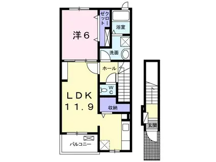 エタニティフィールドB(1LDK/2階)の間取り写真