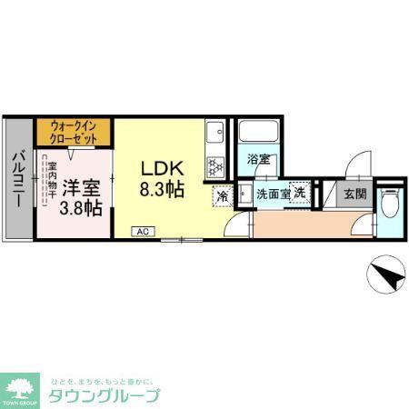 D PAINA 生麦(1LDK/3階)の間取り写真