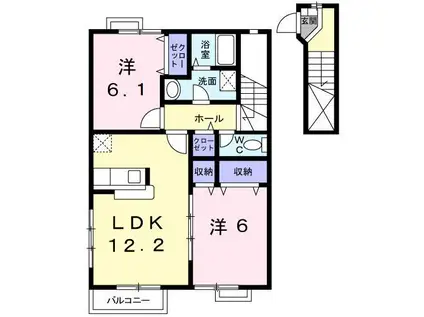 プラトー(2LDK/2階)の間取り写真
