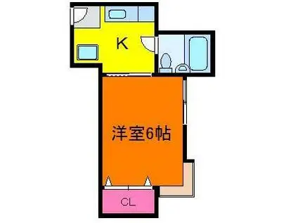 ラフォイアハイツ(1K/1階)の間取り写真