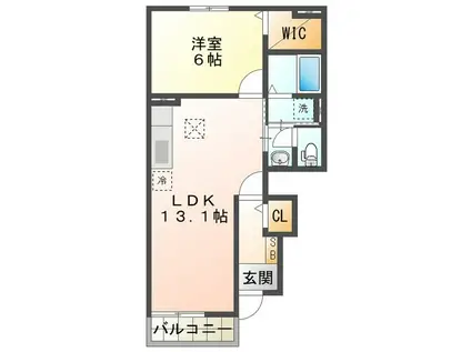 フリーデハイムA(1LDK/1階)の間取り写真