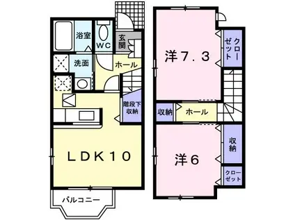 めぞん ミニヨン(2LDK/1階)の間取り写真