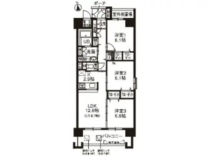 レシオ安堂寺(3LDK/10階)の間取り写真