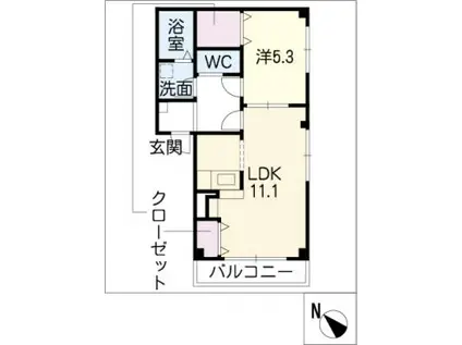 カトルセゾン(1LDK/2階)の間取り写真