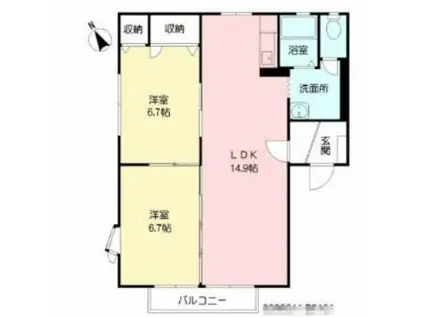 フレグランス常磐B棟(2LDK/1階)の間取り写真
