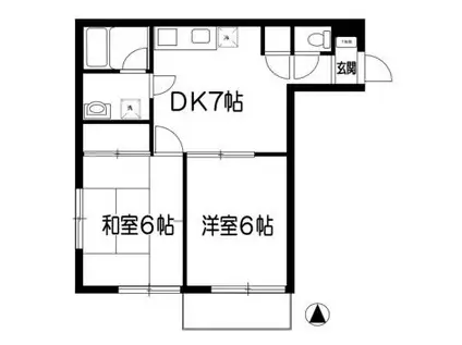 武蔵ハイツI(2DK/2階)の間取り写真