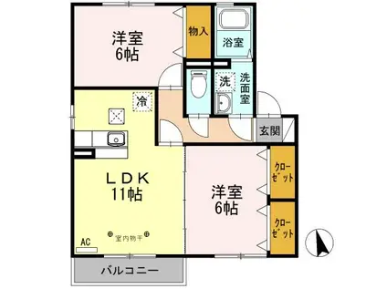 カーサ・ミリオーレ III(2LDK/1階)の間取り写真