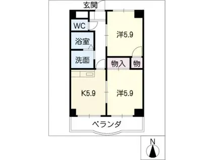 ファインタウン杉(2DK/2階)の間取り写真